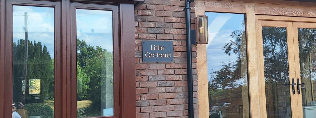 Rectangle House Sign in place - Little Orchard