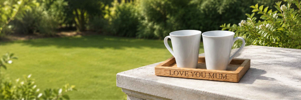 Wooden Oak Tea Tray outside