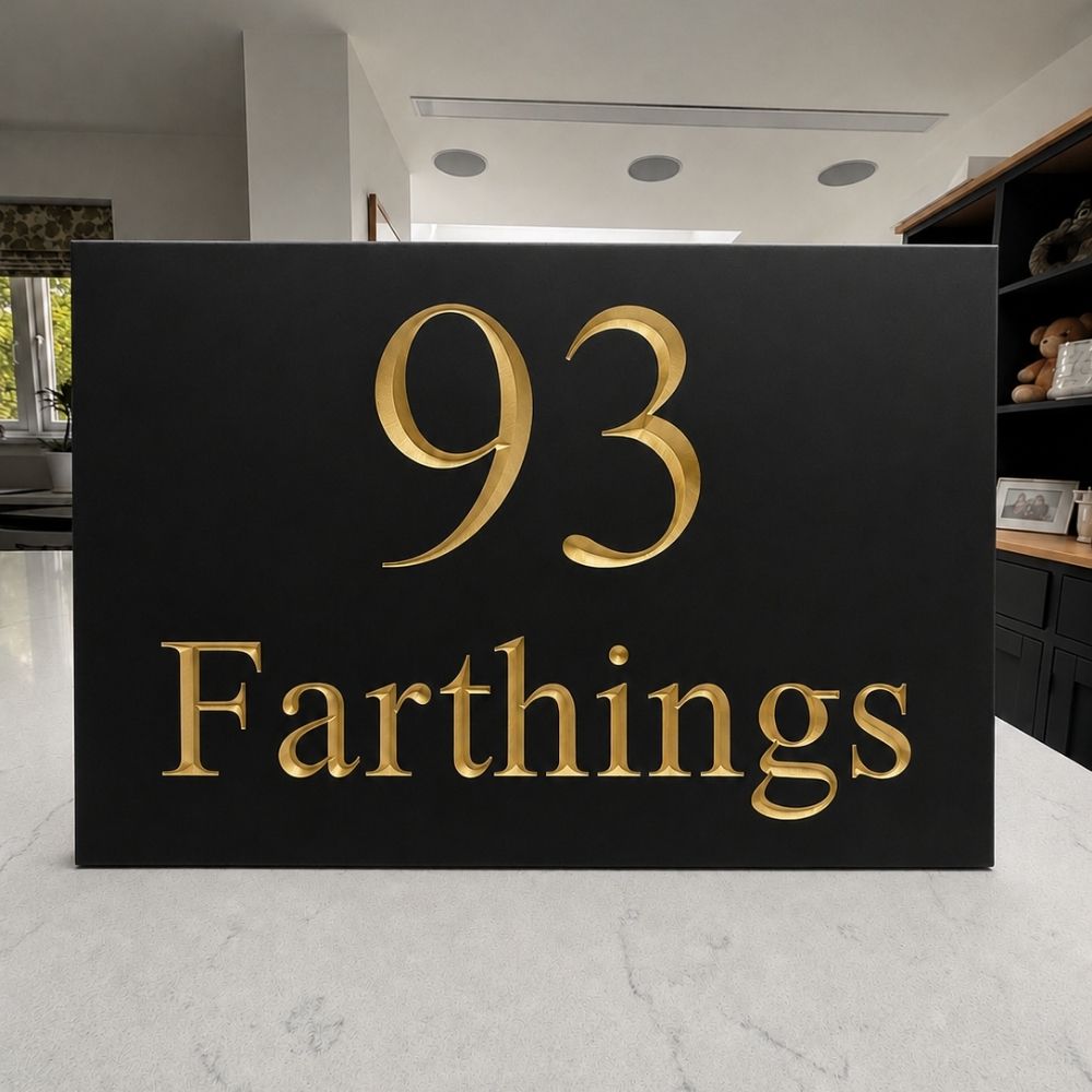 Rectangle Engraved Stone House Number & Name Sign