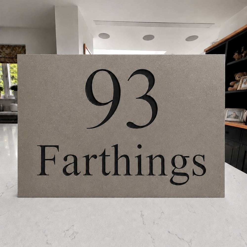 Rectangle Engraved Stone House Number & Name Sign