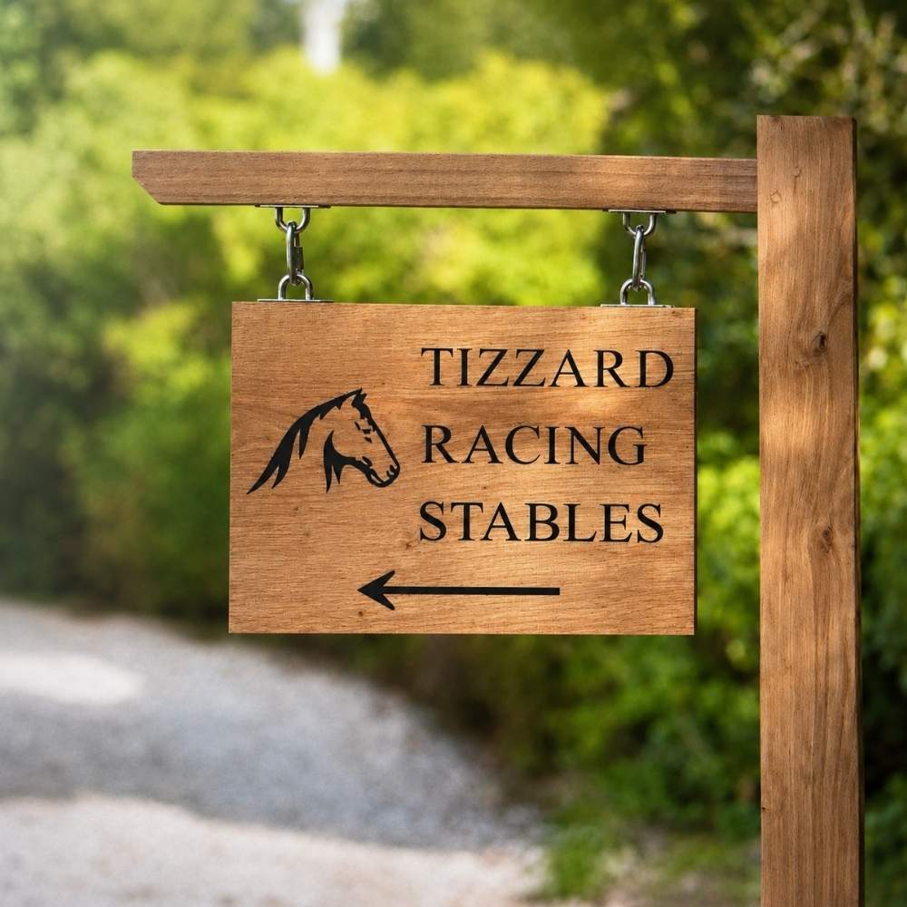 Wooden Hanging Sign with Post