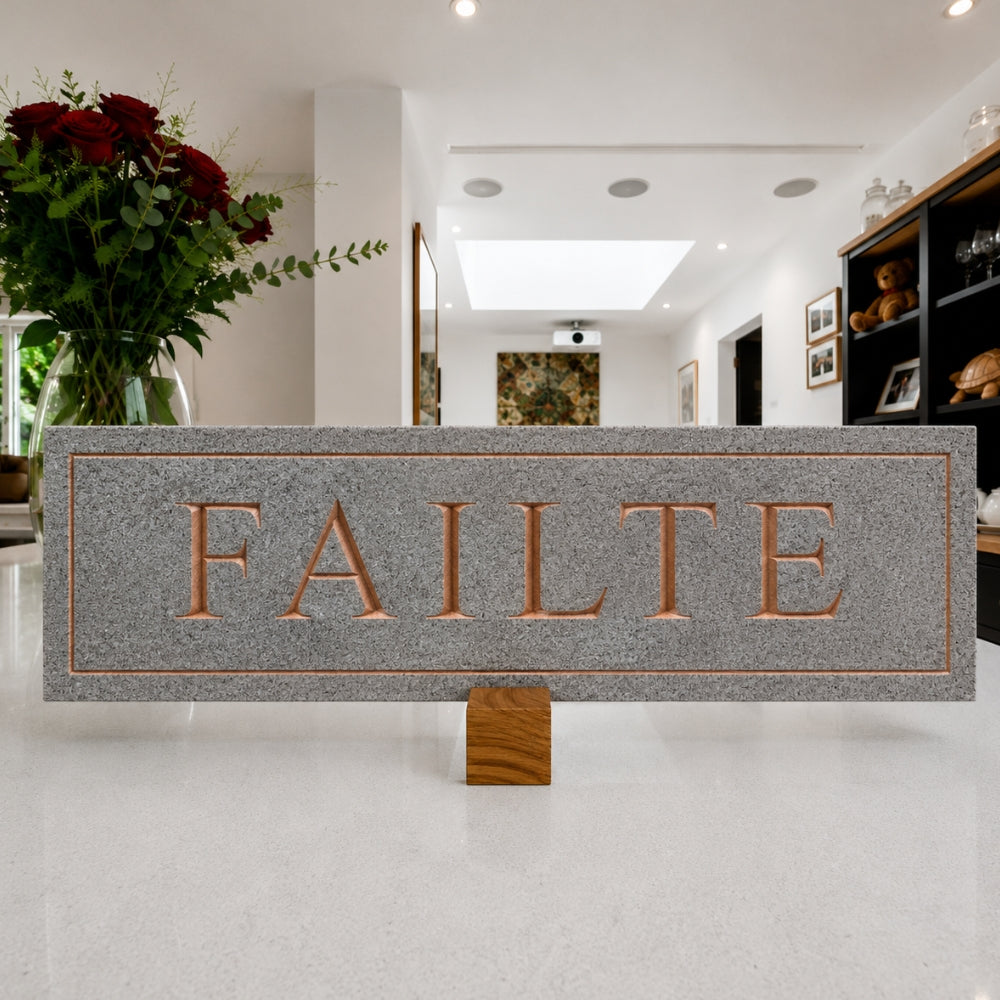 Horizontal Engraved Stone House Name Sign with Border