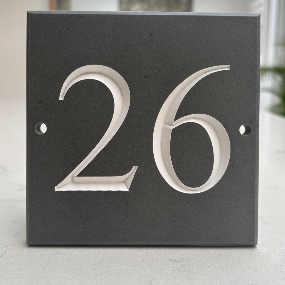 Square Readymade Stone House Number Sign