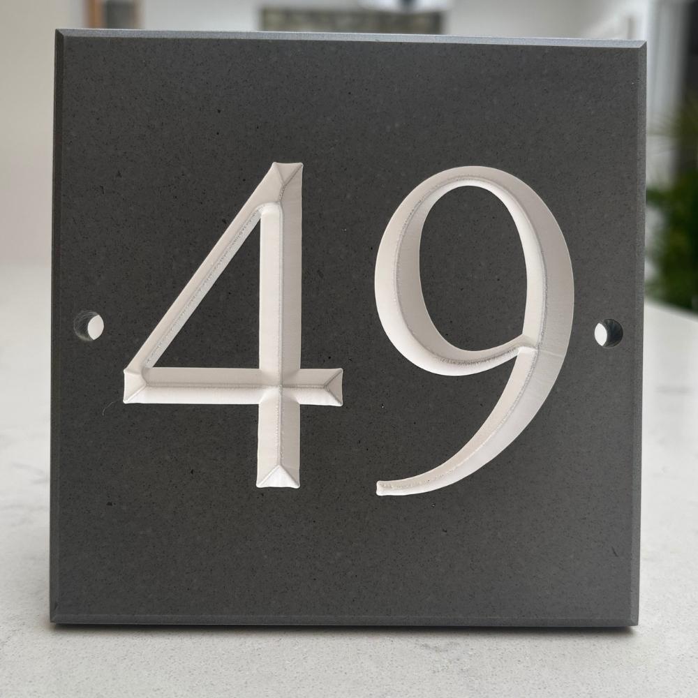 Square Readymade Stone House Number Sign