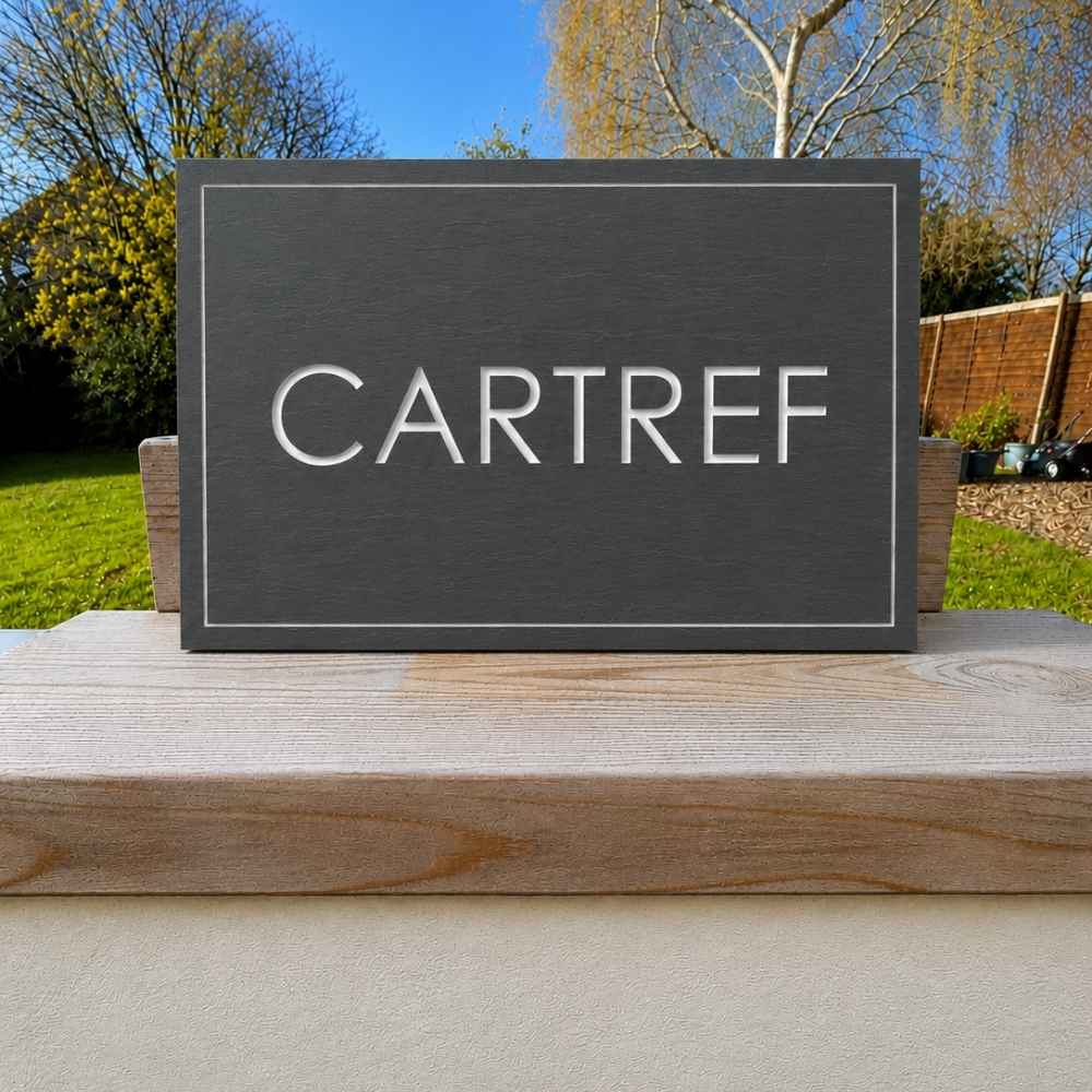 Rectangle Engraved Stone House Name Sign with border