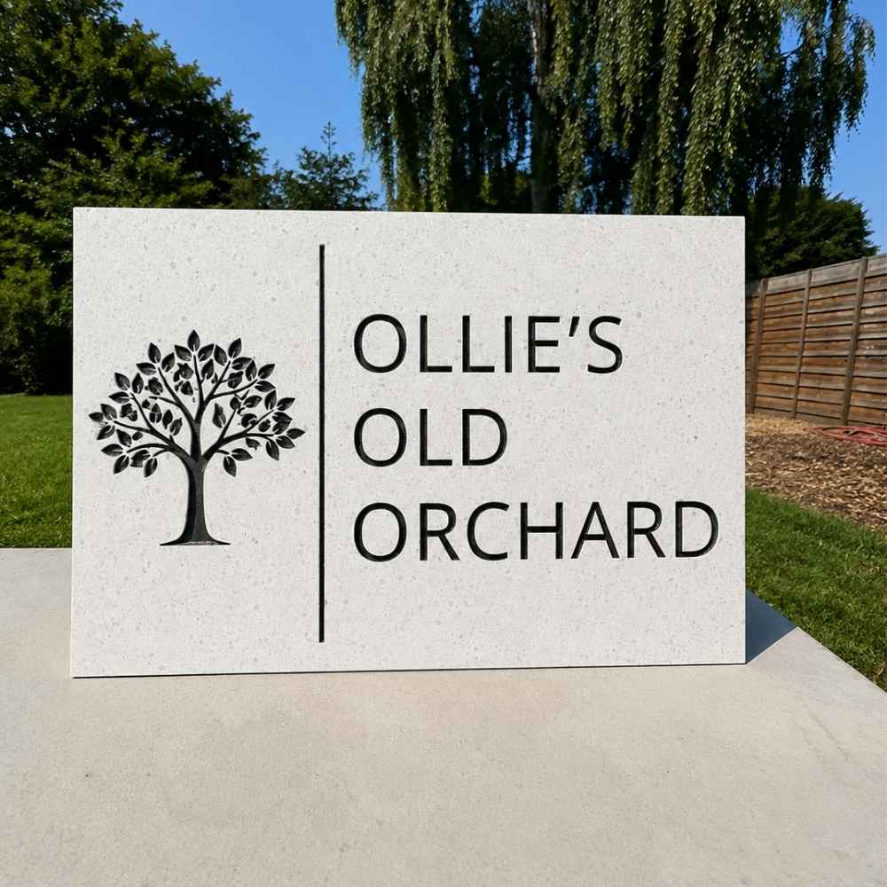 Quartz Stone & Black Text