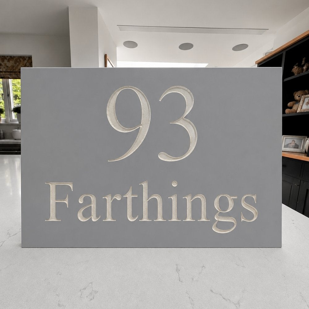 Rectangle Engraved Stone House Number & Name Sign