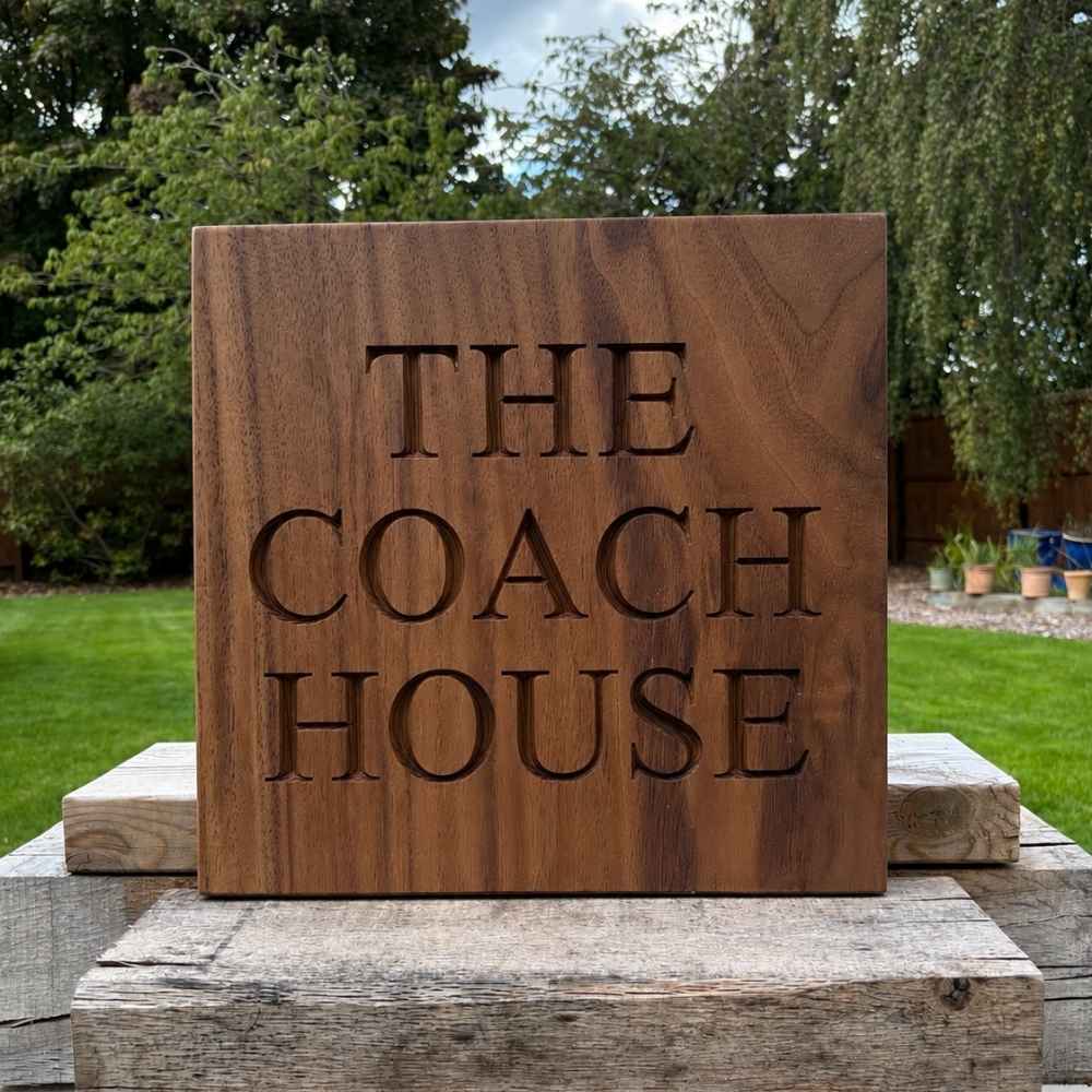 Square Wooden Engraved House Name Sign