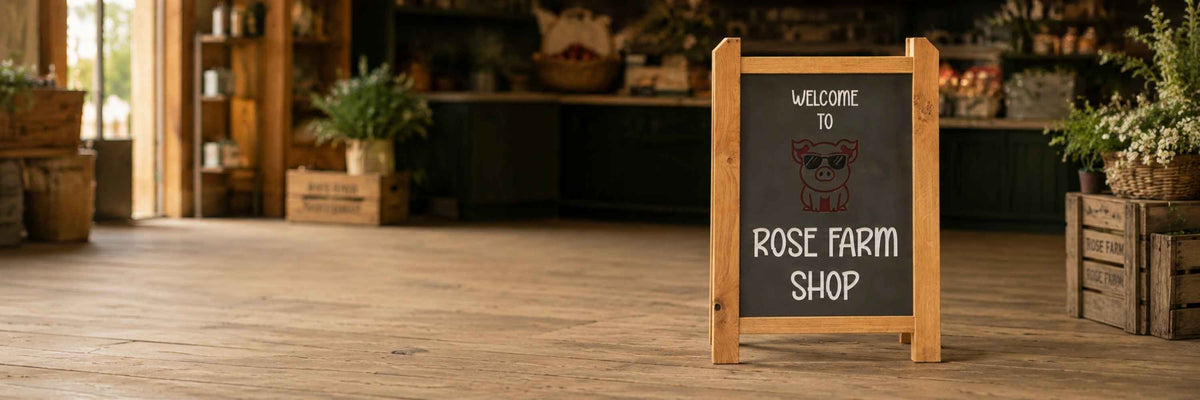 Business Oak Post & Stone Sign in a Farm Shop