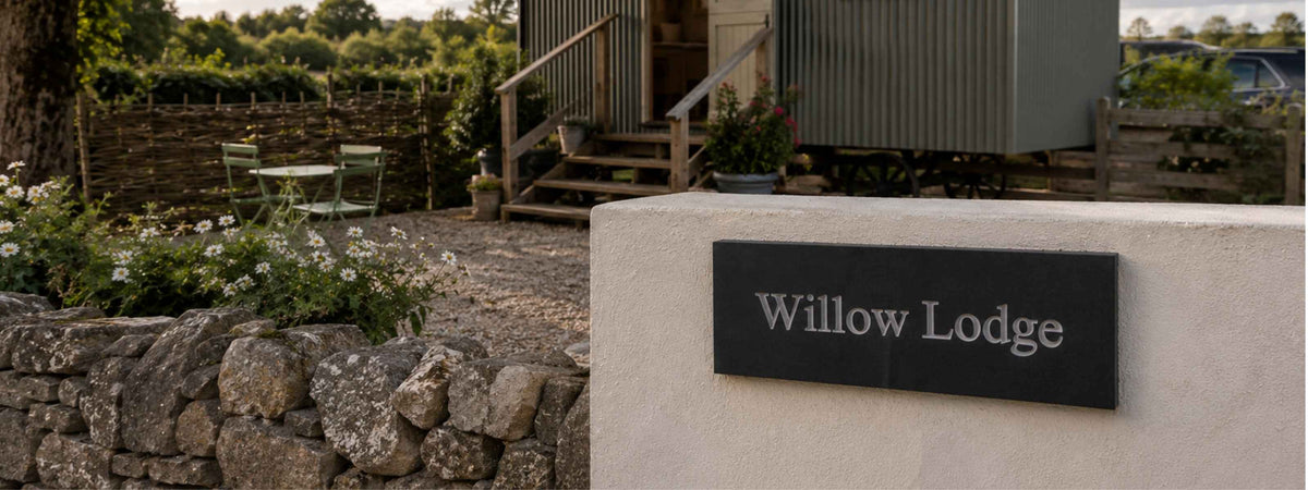 Horizontal Engraved Slate Sign - Willow Lodge