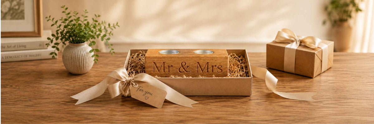 Oak Tealight holder in a gift box