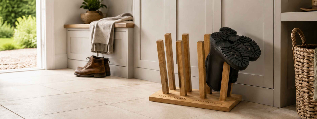 Personalised Oak Welly Stand