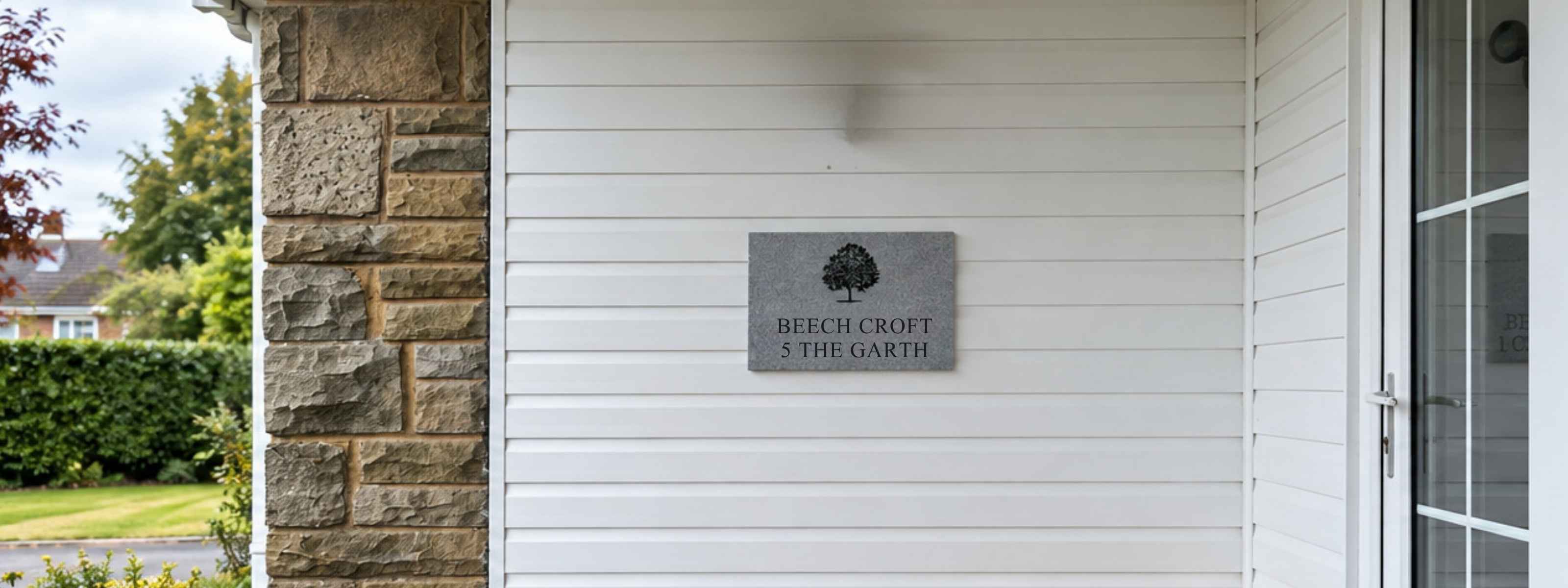 Rectangle Engraved House Name & Number Sign in Granite