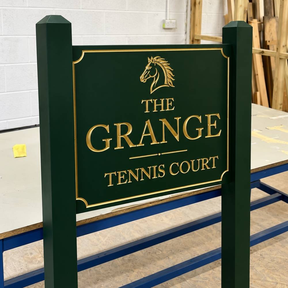 Green Painted Wooden Panel Sign