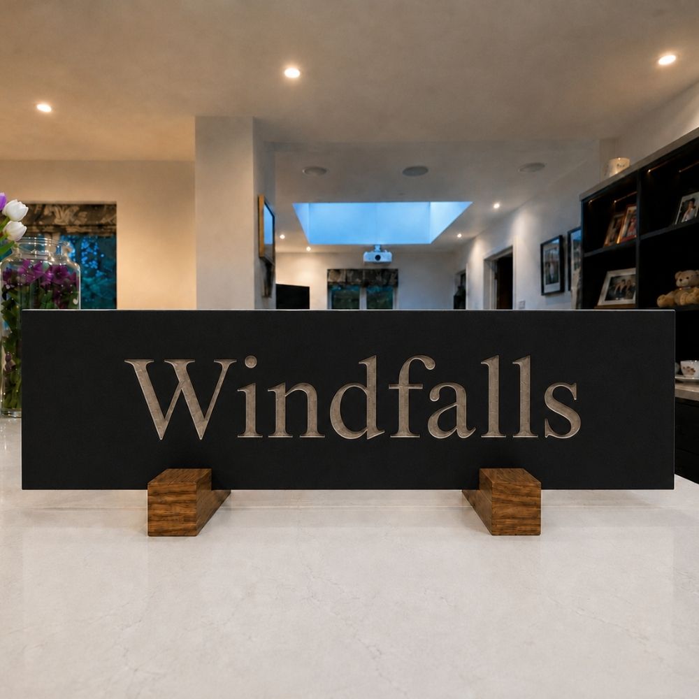 Horizontal Engraved Stone House Name Sign
