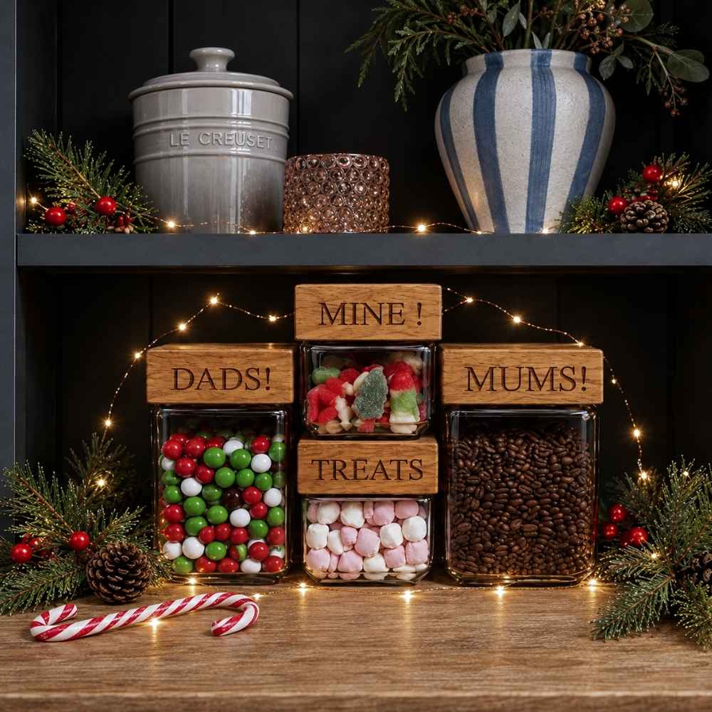 Christmas Oak Lid Jars