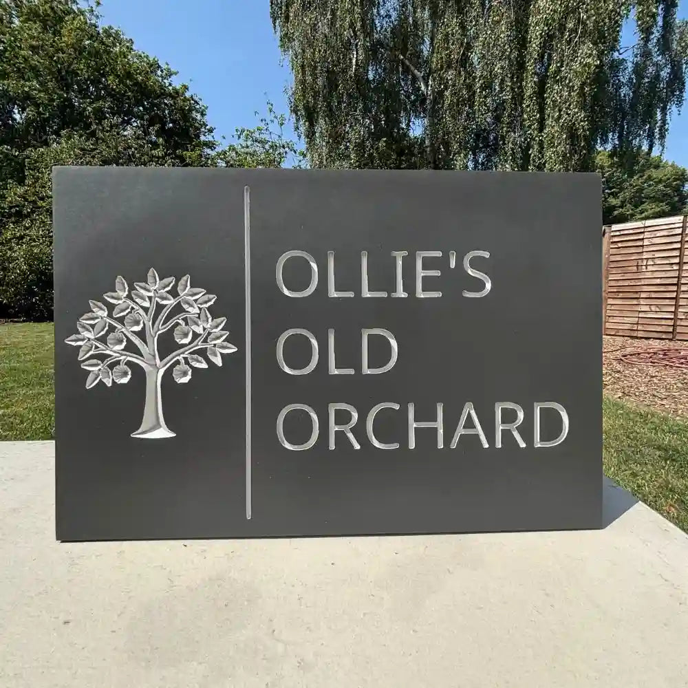 Dark Slate Stone and White Text