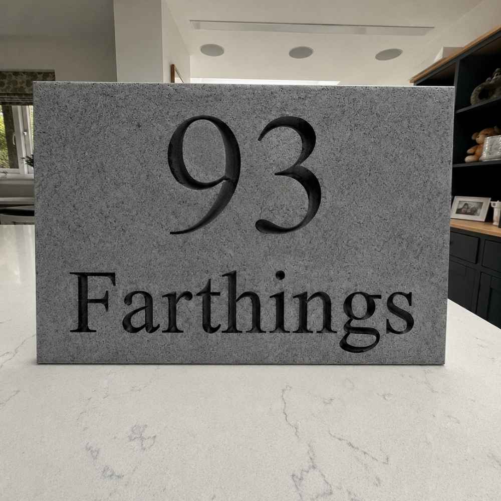 Rectangle Engraved Stone House Number & Name Sign
